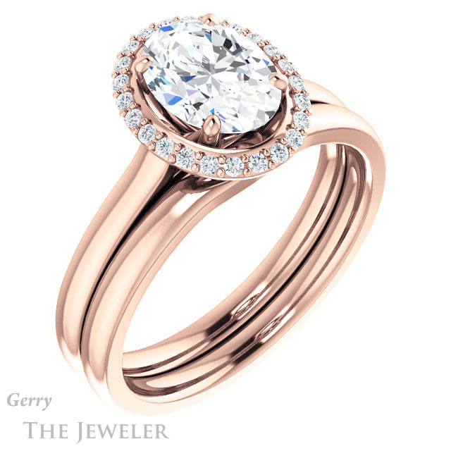 Oval Shaped Forever One Moissanite Engagement Ring #GTJ925-oval-fo-r