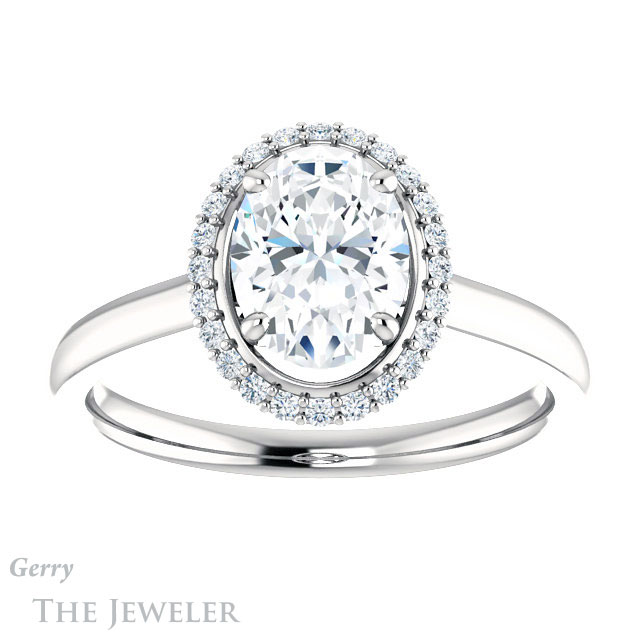 Oval Shaped Forever One Moissanite Engagement Ring #GTJ925-oval-fo-w