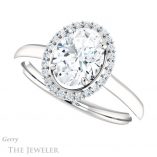 Oval Shaped Forever One Moissanite Engagement Ring #GTJ925-oval-fo-w