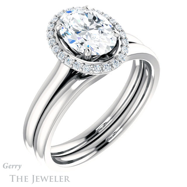 Oval Shaped Forever One Moissanite Engagement Ring #GTJ925-oval-fo-w