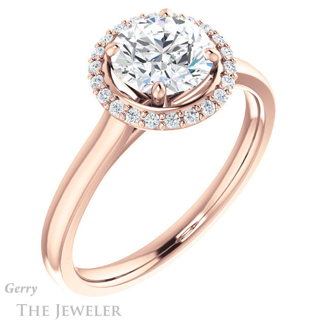 Round Cut Forever One Moissanite Engagement Ring #GTJ925-round-fo-r