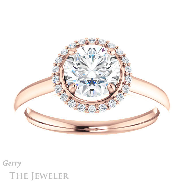 Round Cut Forever One Moissanite Engagement Ring #GTJ925-round-fo-r