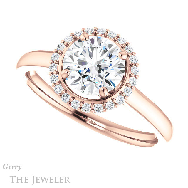 Round Cut Forever One Moissanite Engagement Ring #GTJ925-round-fo-r