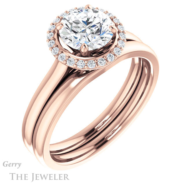 Round Cut Forever One Moissanite Engagement Ring #GTJ925-round-fo-r