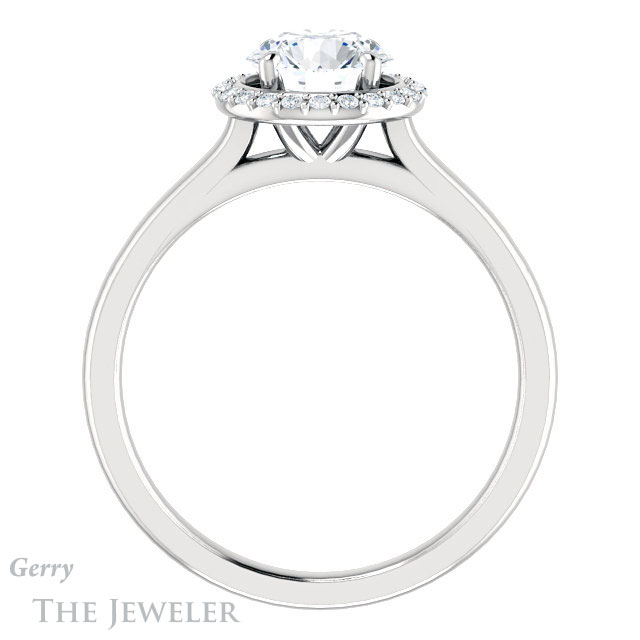 Round Cut Forever One Moissanite Engagement Ring #GTJ925-round-fo-w