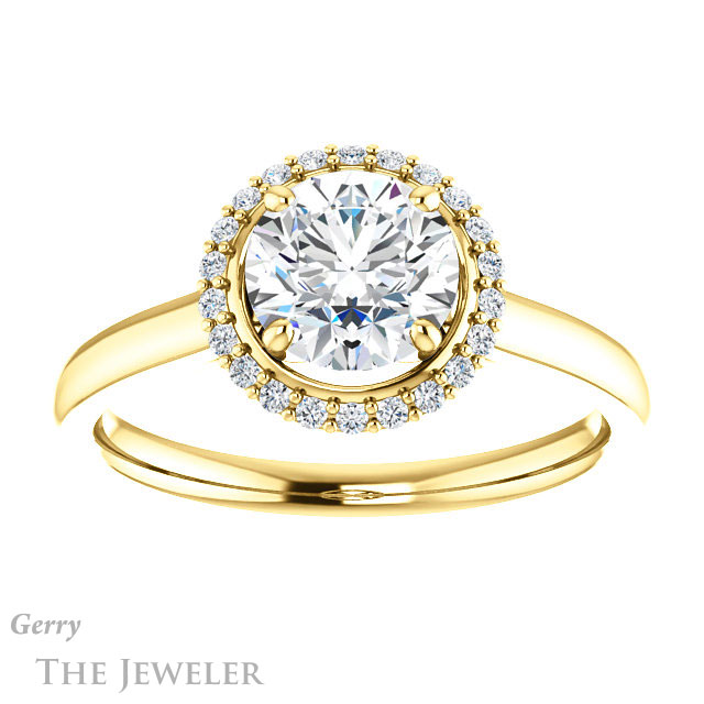 Round Cut Forever One Moissanite Engagement Ring #GTJ925-round-fo-y