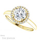 Round Cut Forever One Moissanite Engagement Ring #GTJ925-round-fo-y