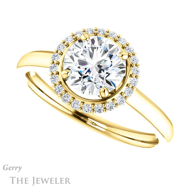 Round Cut Forever One Moissanite Engagement Ring #GTJ925-round-fo-y