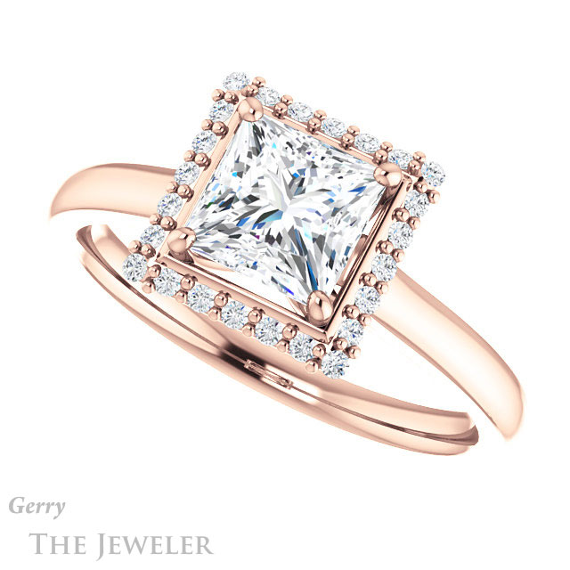 Princess Cut Forever One Moissanite Engagement Ring #GTJ925-square-fo-r