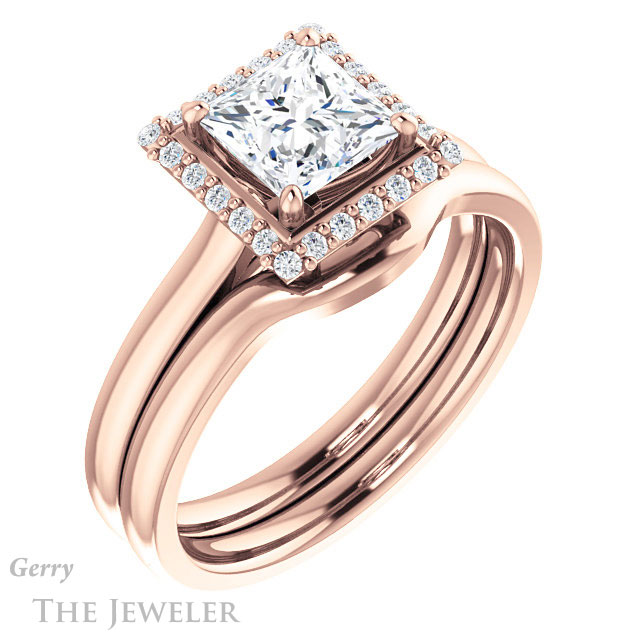 Princess Cut Forever One Moissanite Engagement Ring #GTJ925-square-fo-r