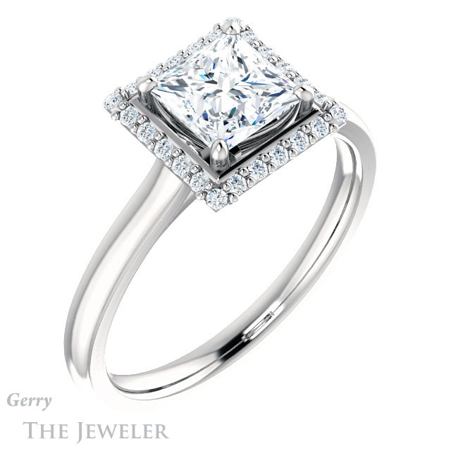 Princess Cut Forever One Moissanite Engagement Ring #GTJ925-square-fo-w