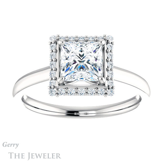 Princess Cut Forever One Moissanite Engagement Ring #GTJ925-square-fo-w