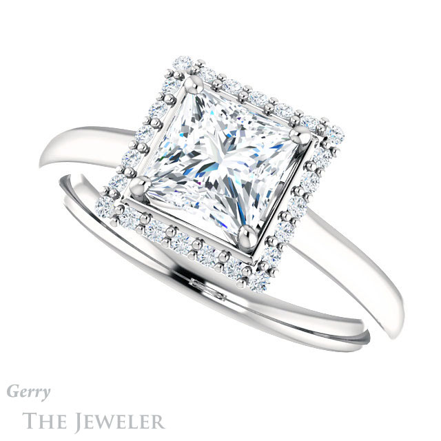 Princess Cut Forever One Moissanite Engagement Ring #GTJ925-square-fo-w