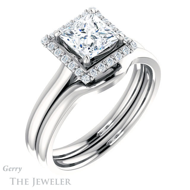 Princess Cut Forever One Moissanite Engagement Ring #GTJ925-square-fo-w
