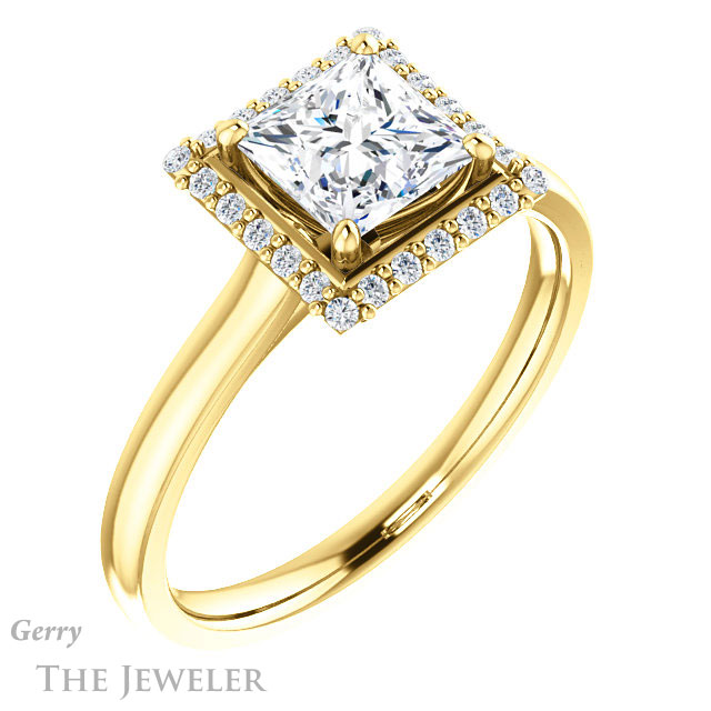Princess Cut Forever One Moissanite Engagement Ring #GTJ925-square-fo-y
