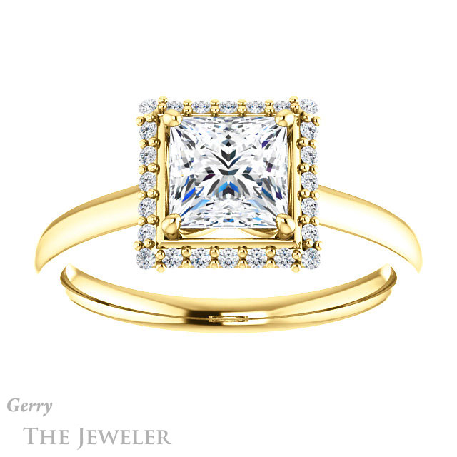 Princess Cut Forever One Moissanite Engagement Ring #GTJ925-square-fo-y