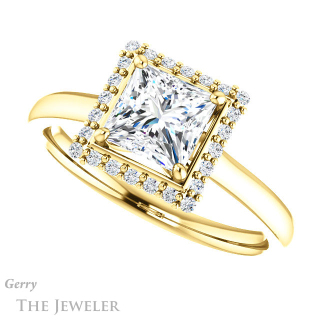 Princess Cut Forever One Moissanite Engagement Ring #GTJ925-square-fo-y