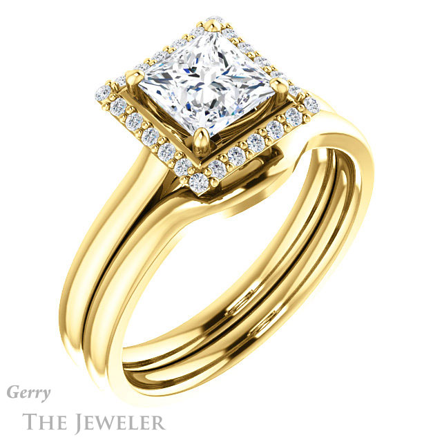 Princess Cut Forever One Moissanite Engagement Ring #GTJ925-square-fo-y