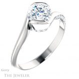 Cushion Cut Forever One Moissanite Engagement Ring #GTJ927-cushion-fo-w 4 Cushion Cut Forever One Moissanite Engagement Ring #GTJ927-cushion-fo-w