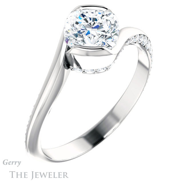 Cushion Cut Forever One Moissanite Engagement Ring #GTJ927-cushion-fo-w 4 Cushion Cut Forever One Moissanite Engagement Ring #GTJ927-cushion-fo-w