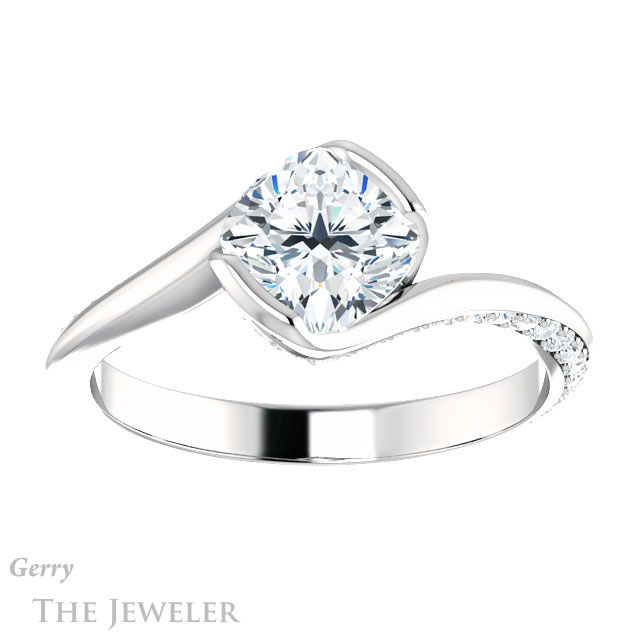 Cushion Cut Forever One Moissanite Engagement Ring #GTJ927-cushion-fo-w 1 Cushion Cut Forever One Moissanite Engagement Ring #GTJ927-cushion-fo-w