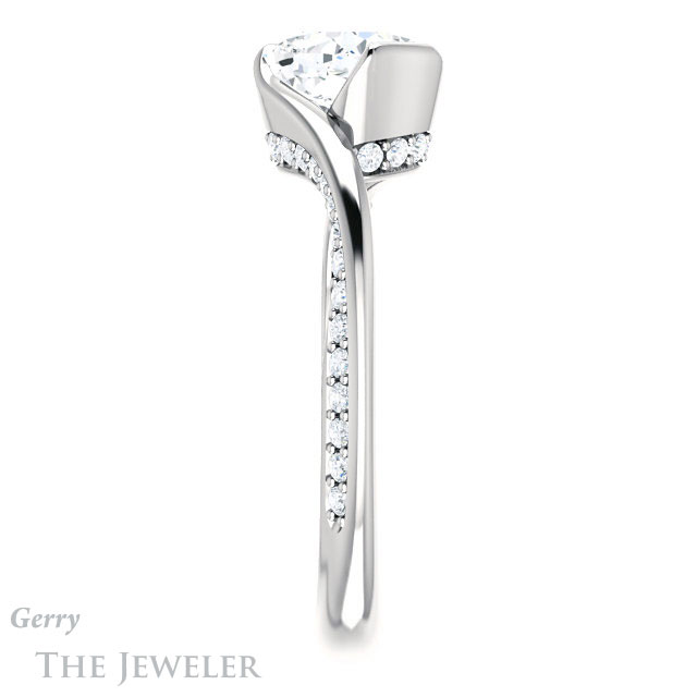 Cushion Cut Forever One Moissanite Engagement Ring #GTJ927-cushion-fo-w 3 Cushion Cut Forever One Moissanite Engagement Ring #GTJ927-cushion-fo-w