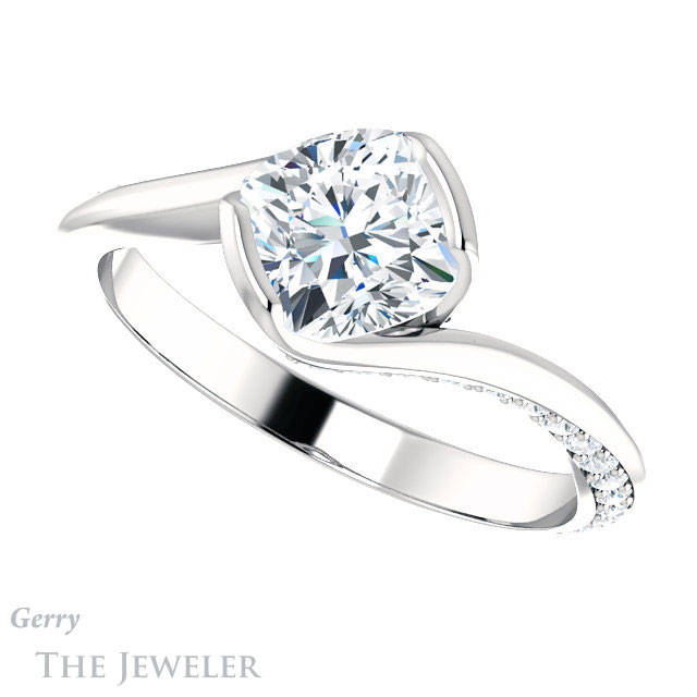 Cushion Cut Forever One Moissanite Engagement Ring #GTJ927-cushion-fo-w 5 Cushion Cut Forever One Moissanite Engagement Ring #GTJ927-cushion-fo-w