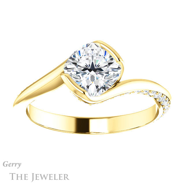Cushion Cut Forever One Moissanite Engagement Ring #GTJ927-cushion-fo-y 1 Cushion Cut Forever One Moissanite Engagement Ring #GTJ927-cushion-fo-y