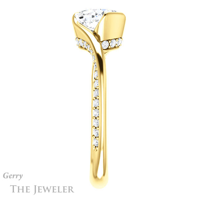 Cushion Cut Forever One Moissanite Engagement Ring #GTJ927-cushion-fo-y 3 Cushion Cut Forever One Moissanite Engagement Ring #GTJ927-cushion-fo-y