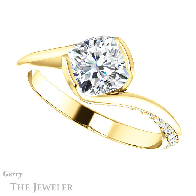Cushion Cut Forever One Moissanite Engagement Ring #GTJ927-cushion-fo-y 5 Cushion Cut Forever One Moissanite Engagement Ring #GTJ927-cushion-fo-y