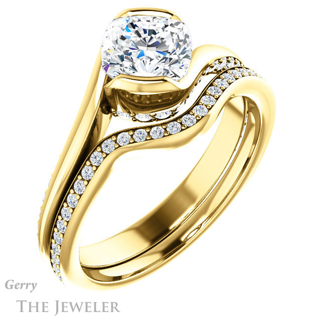 Cushion Cut Forever One Moissanite Engagement Ring #GTJ927-cushion-fo-y 6 Cushion Cut Forever One Moissanite Engagement Ring #GTJ927-cushion-fo-y