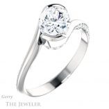 Oval Shaped Forever One Moissanite Engagement Ring #GTJ927-oval-fo-w