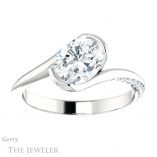 Oval Shaped Forever One Moissanite Engagement Ring #GTJ927-oval-fo-w