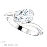 Oval Shaped Forever One Moissanite Engagement Ring #GTJ927-oval-fo-w