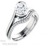 Oval Shaped Forever One Moissanite Engagement Ring #GTJ927-oval-fo-w