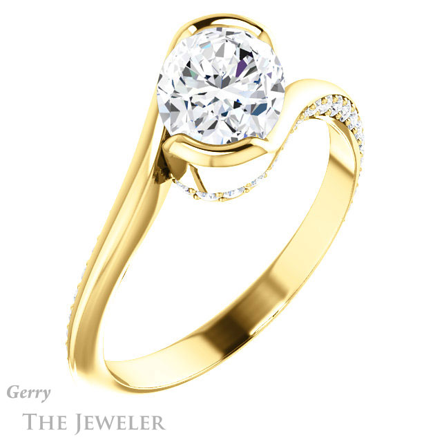 Oval Shaped Forever One Moissanite Engagement Ring #GTJ927-oval-fo-y