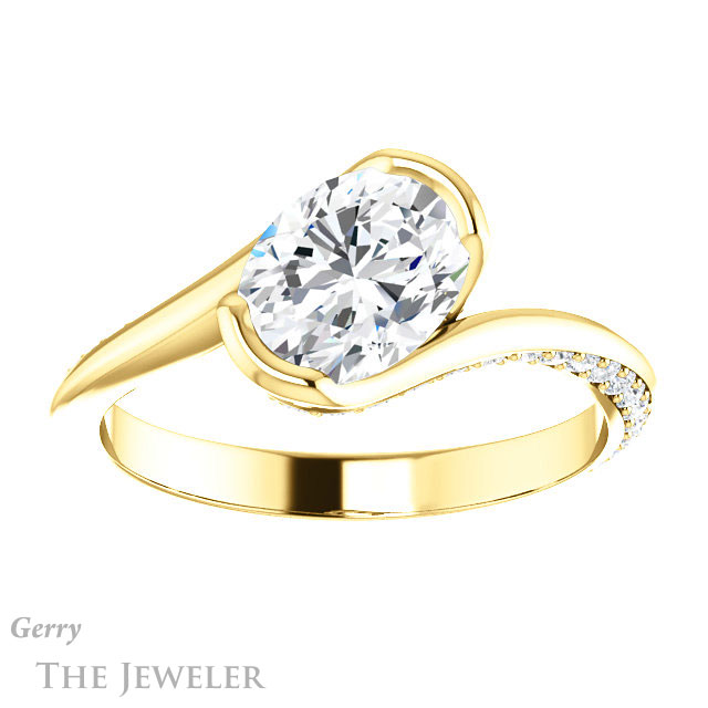 Oval Shaped Forever One Moissanite Engagement Ring #GTJ927-oval-fo-y