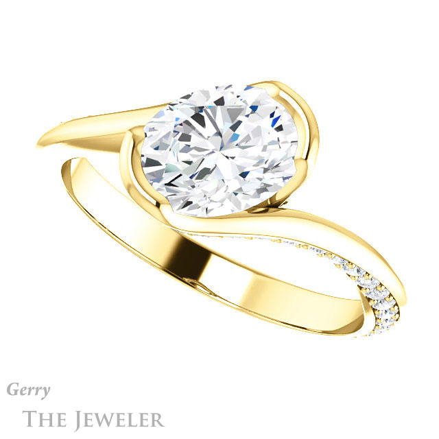 Oval Shaped Forever One Moissanite Engagement Ring #GTJ927-oval-fo-y