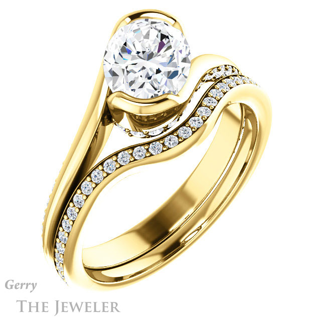 Oval Shaped Forever One Moissanite Engagement Ring #GTJ927-oval-fo-y