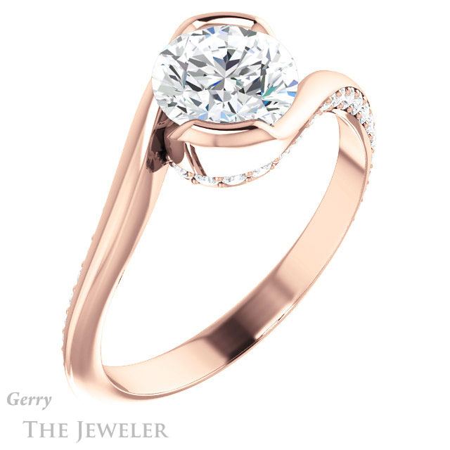 Round Cut Forever One Moissanite Engagement Ring #GTJ927-round-fo-r