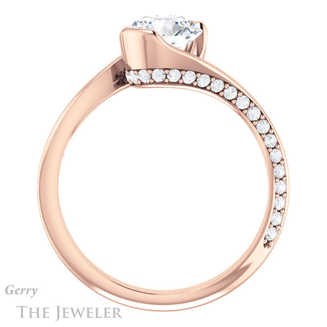 Round Cut Forever One Moissanite Engagement Ring #GTJ927-round-fo-r