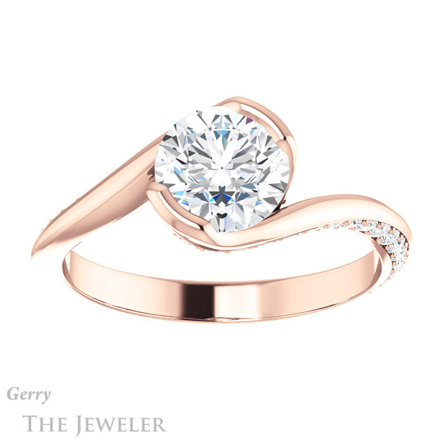 Round Cut Forever One Moissanite Engagement Ring #GTJ927-round-fo-r