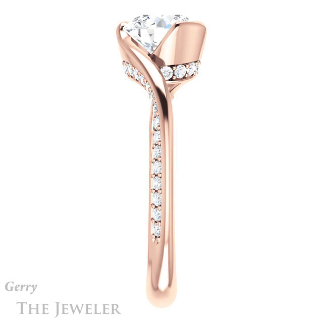 Round Cut Forever One Moissanite Engagement Ring #GTJ927-round-fo-r