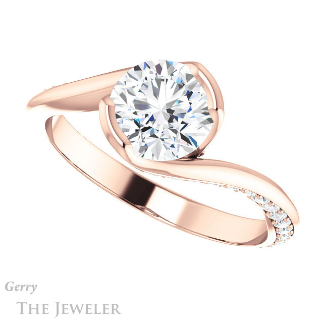 Round Cut Forever One Moissanite Engagement Ring #GTJ927-round-fo-r