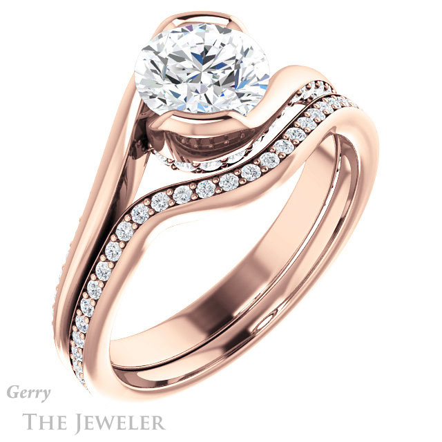 Round Cut Forever One Moissanite Engagement Ring #GTJ927-round-fo-r