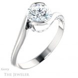 Round Cut Forever One Moissanite Engagement Ring #GTJ927-round-fo-w 4 Round Cut Forever One Moissanite Engagement Ring #GTJ927-round-fo-w