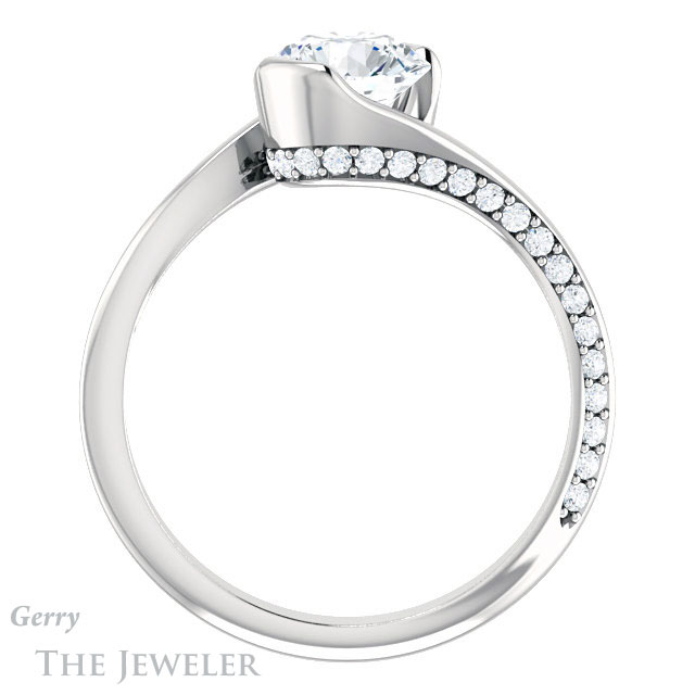 Round Cut Forever One Moissanite Engagement Ring #GTJ927-round-fo-w 2 Round Cut Forever One Moissanite Engagement Ring #GTJ927-round-fo-w