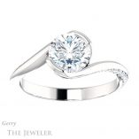 Round Cut Forever One Moissanite Engagement Ring #GTJ927-round-fo-w 1 Round Cut Forever One Moissanite Engagement Ring #GTJ927-round-fo-w