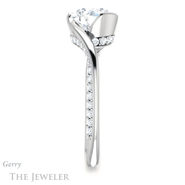 Round Cut Forever One Moissanite Engagement Ring #GTJ927-round-fo-w 3 Round Cut Forever One Moissanite Engagement Ring #GTJ927-round-fo-w