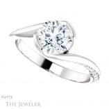 Round Cut Forever One Moissanite Engagement Ring #GTJ927-round-fo-w 5 Round Cut Forever One Moissanite Engagement Ring #GTJ927-round-fo-w